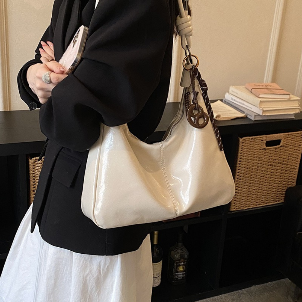 Léonie Glossy Hobo Bag