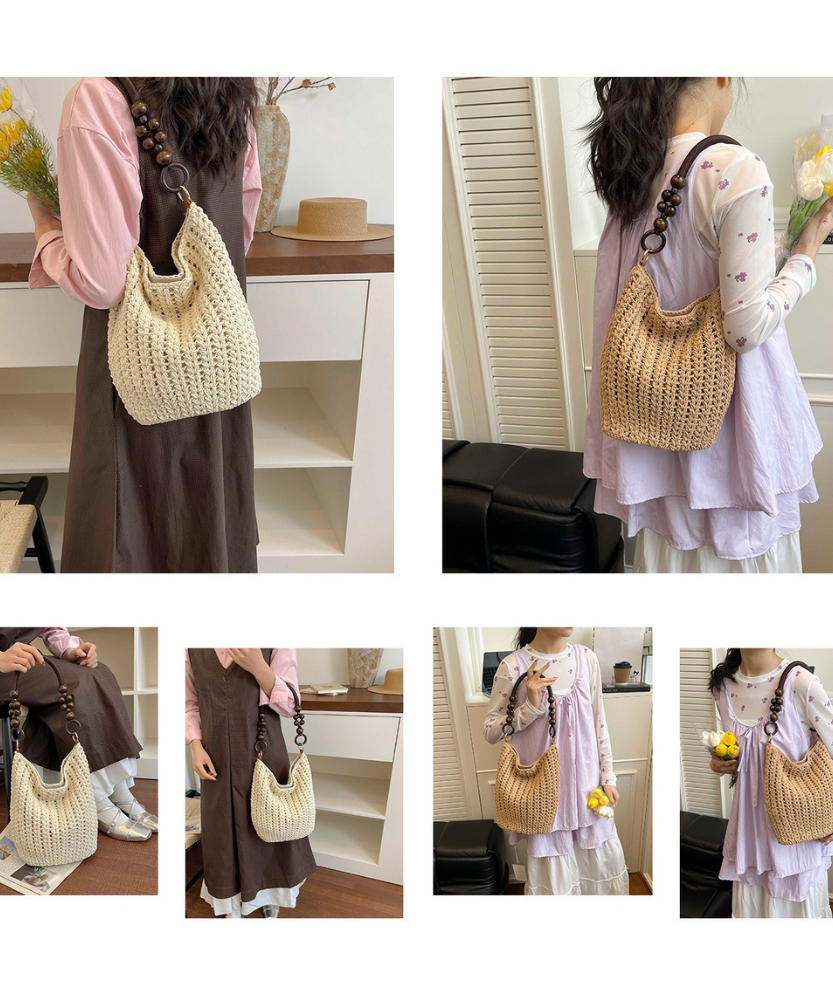 Marélle Beaded Handle Woven Bag