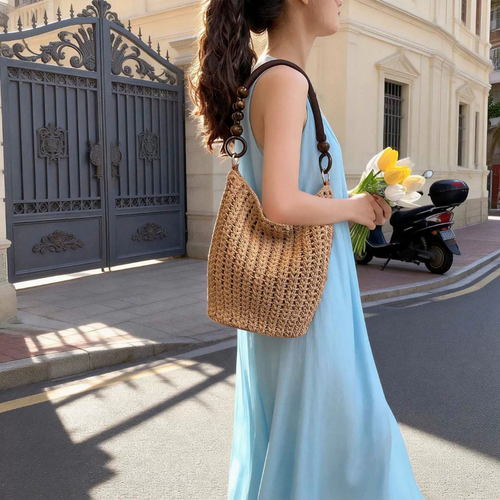 Marélle Beaded Handle Woven Bag