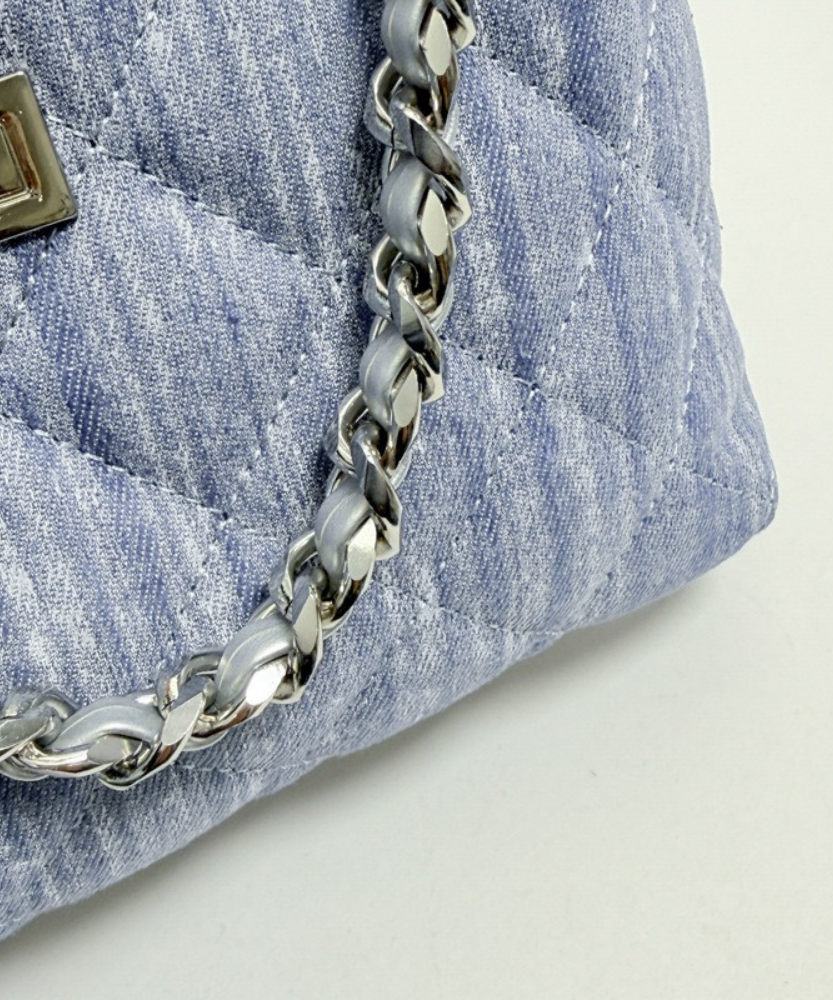 Bleuressa Quilted Denim-Look Shoulder Bag