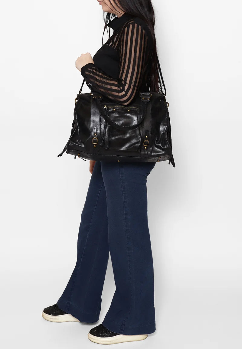 Throttle Studded Top-Handle Bag
