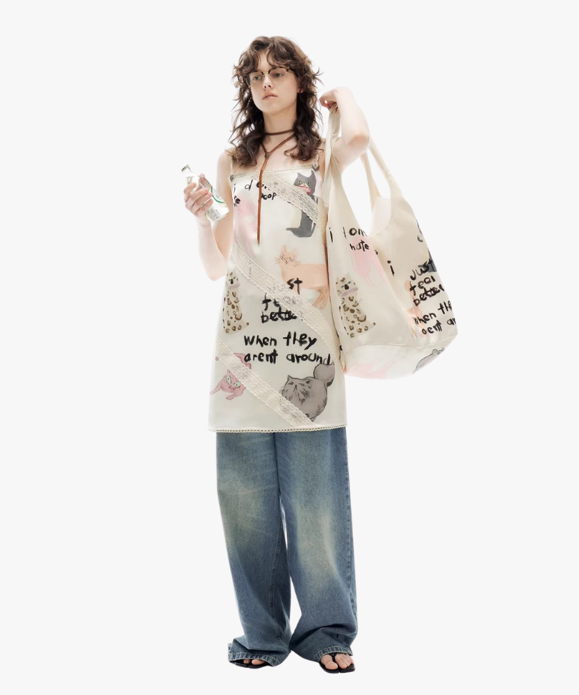 Cattéra Cat Print Oversized Shoulder Bag
