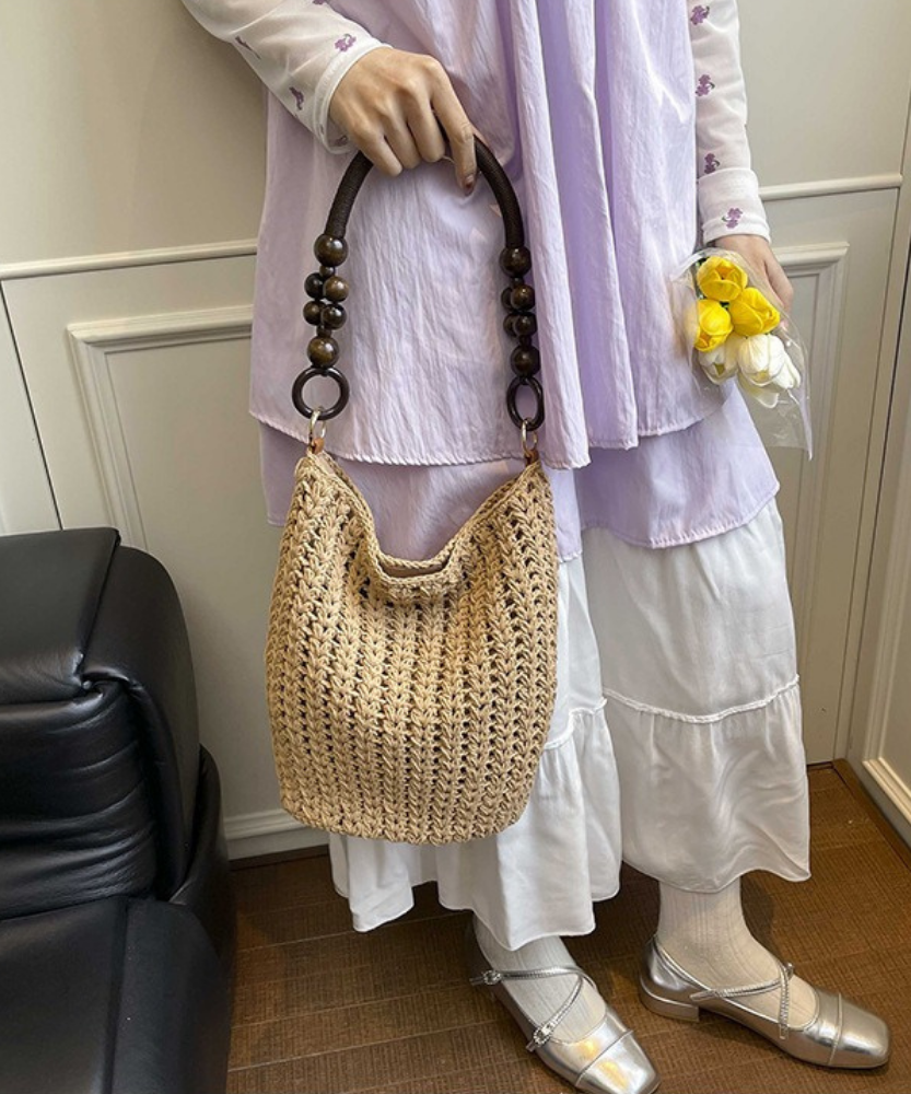 Marélle Beaded Handle Woven Bag