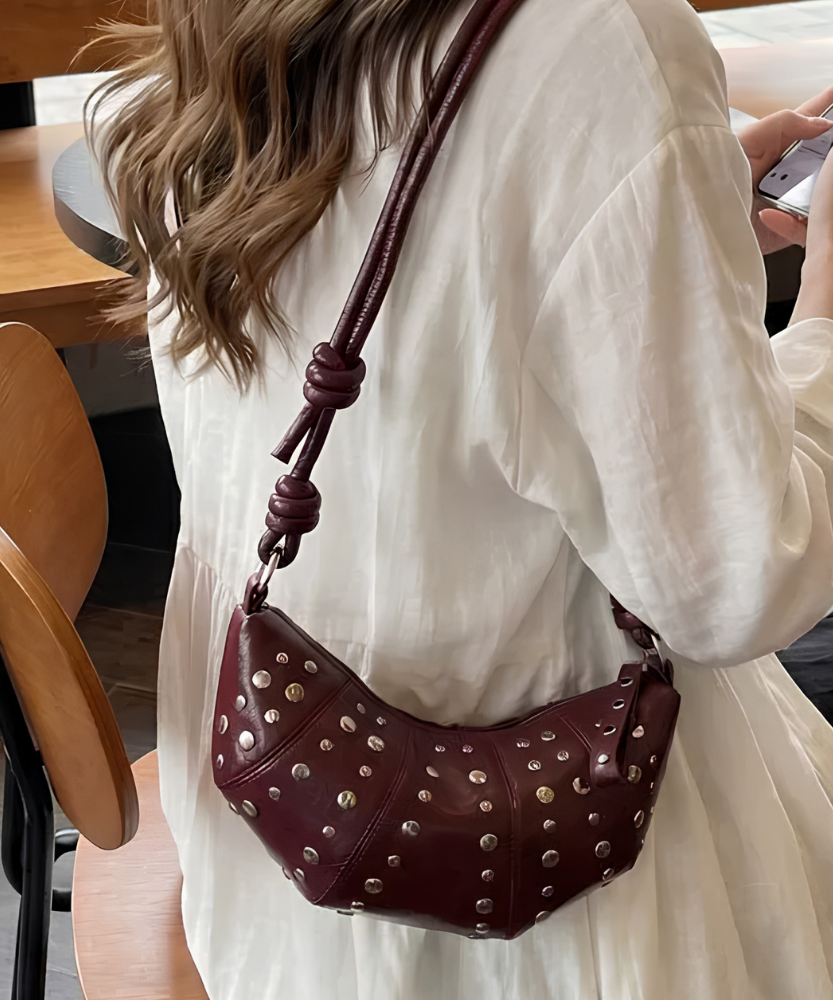 Tavrina Studded Croissant Shoulder Bag
