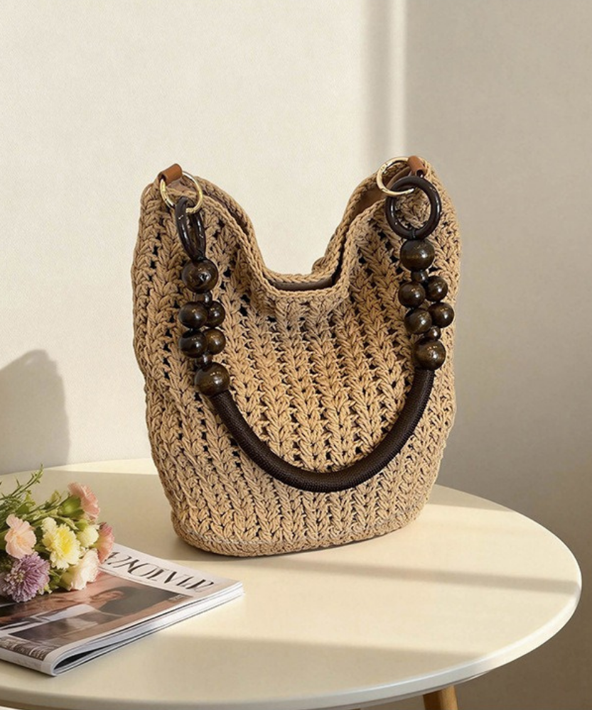 Marélle Beaded Handle Woven Bag