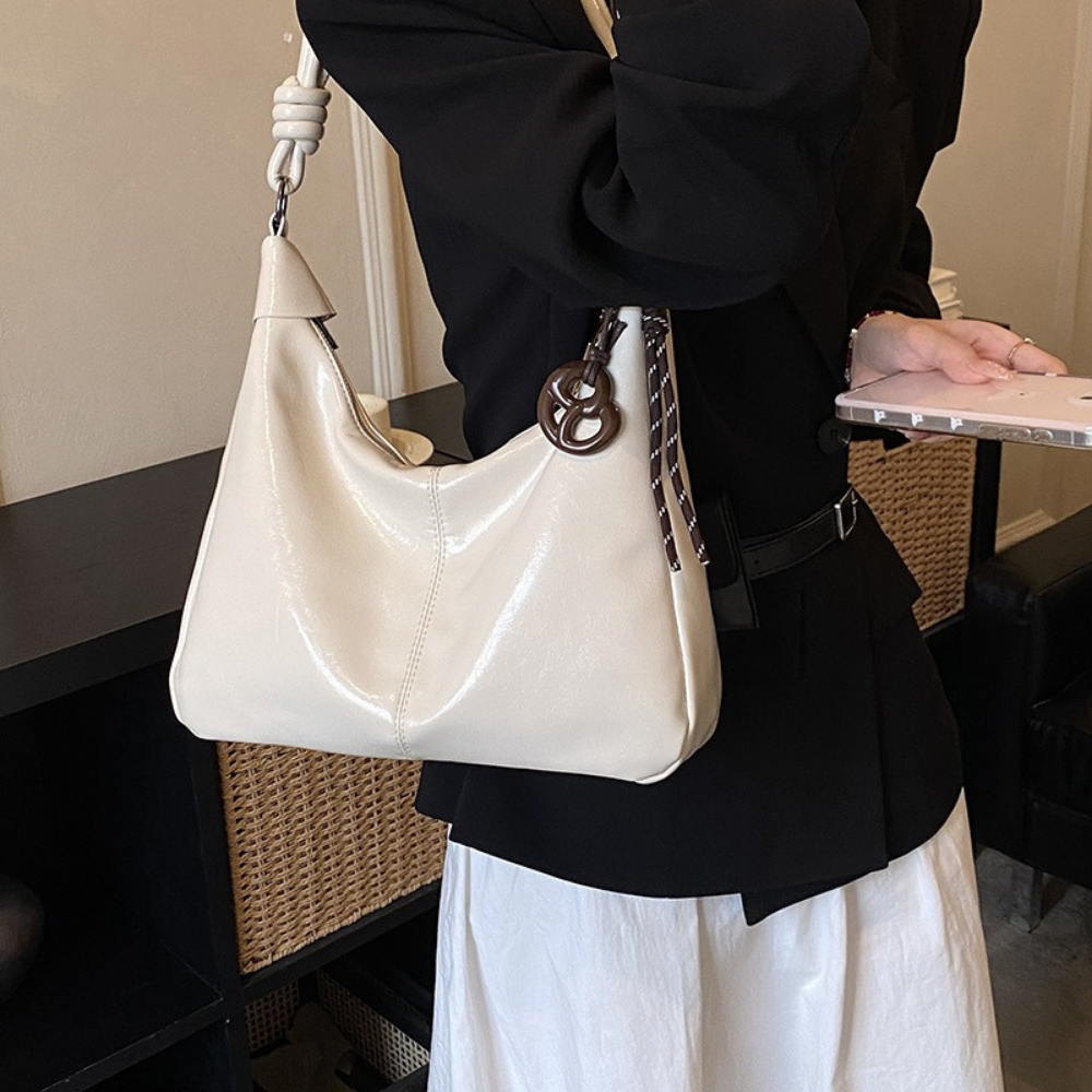 Léonie Glossy Hobo Bag