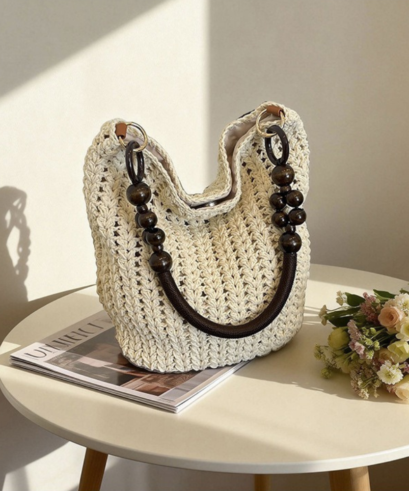 Marélle Beaded Handle Woven Bag
