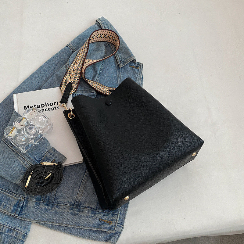Léonore Vegan Leather Crossbody Bucket Bag