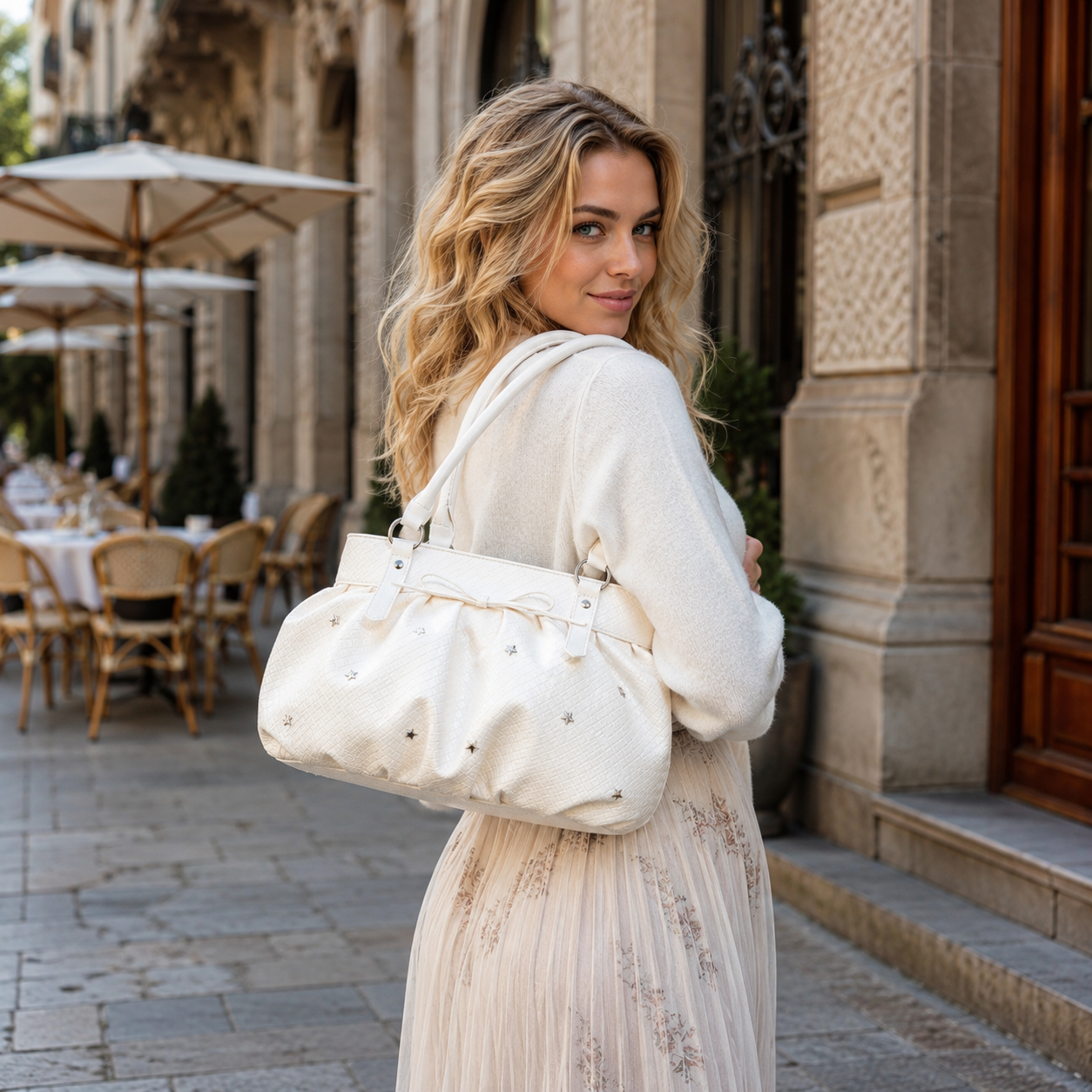 Avelisse Glossy Ruched Shoulder Bag