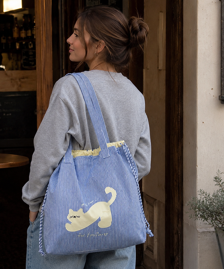 Zephyra Cat Patch Tote Bag