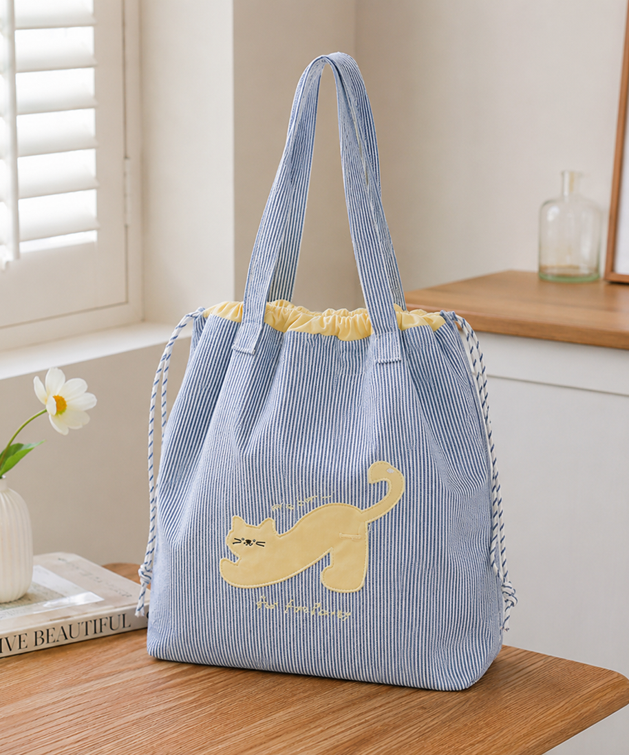 Zephyra Cat Patch Tote Bag