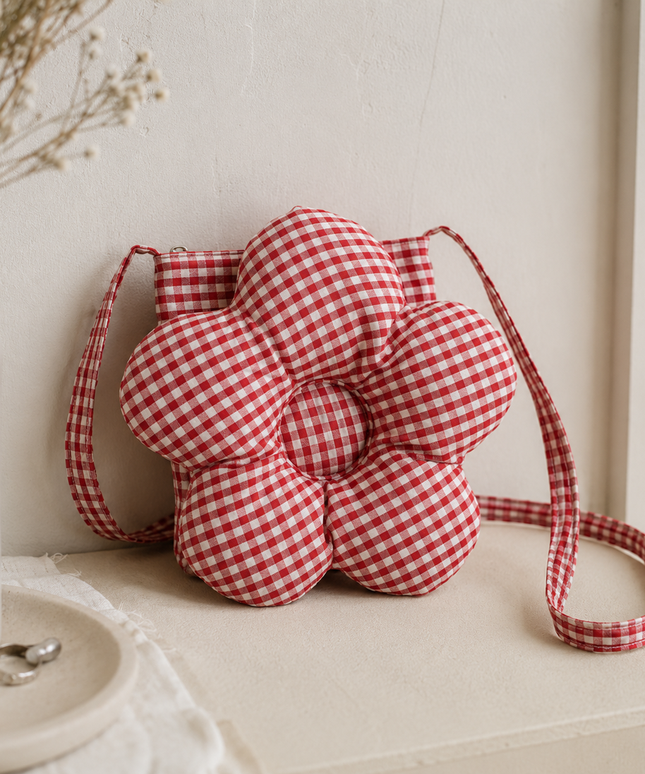 Solenne Gingham Flower Mini Shoulder Bag