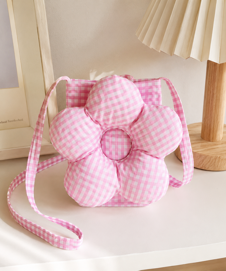Solenne Gingham Flower Mini Shoulder Bag