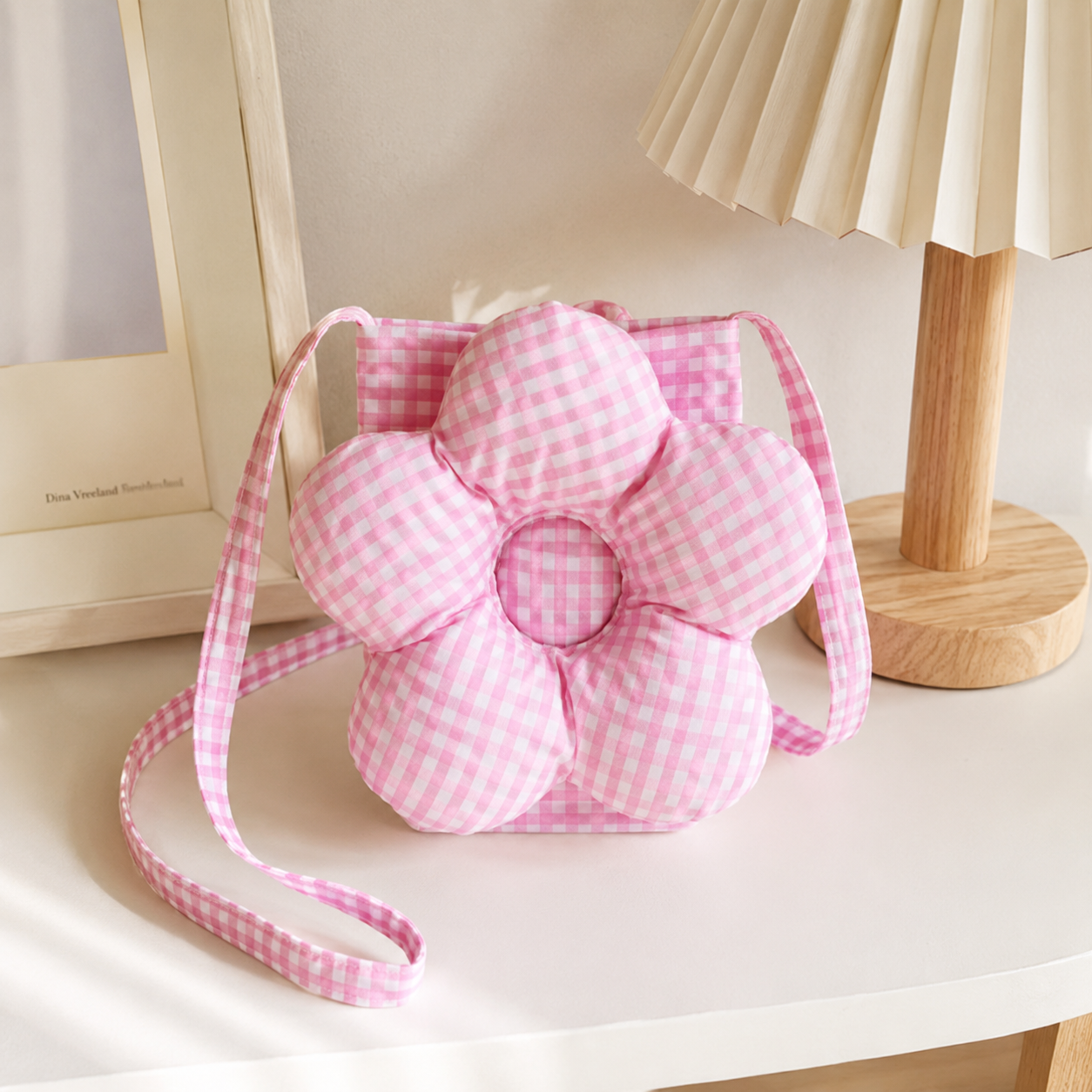 Solenne Gingham Flower Mini Shoulder Bag