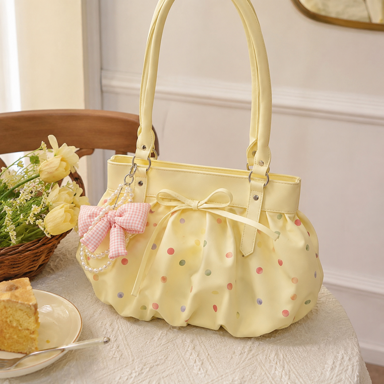 Caspina Polka Dot Shoulder Bag