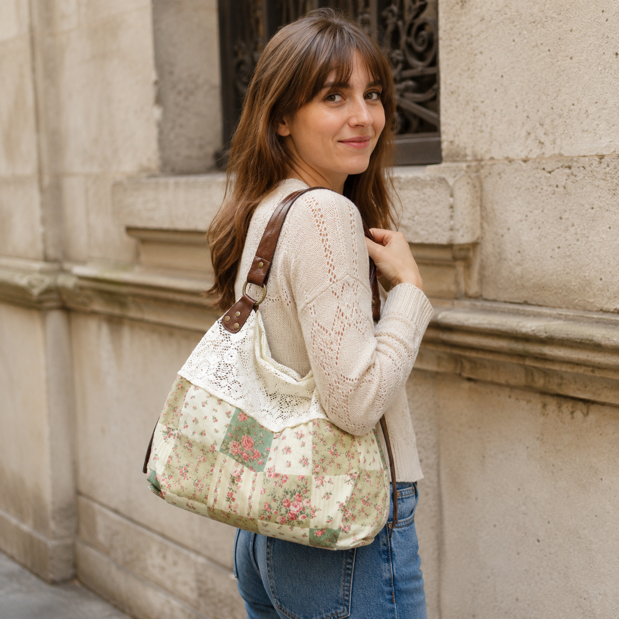 Olyra Lace-Trim Shoulder Bag
