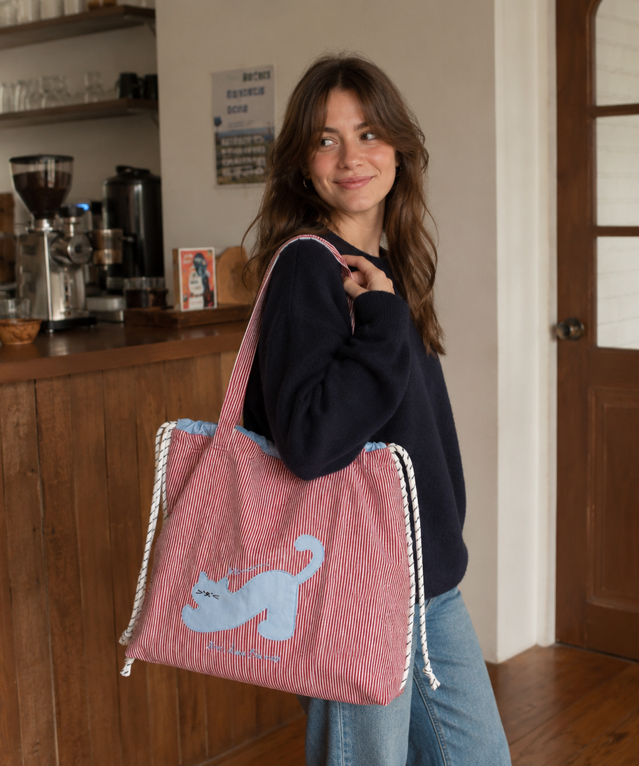 Zephyra Cat Patch Tote Bag