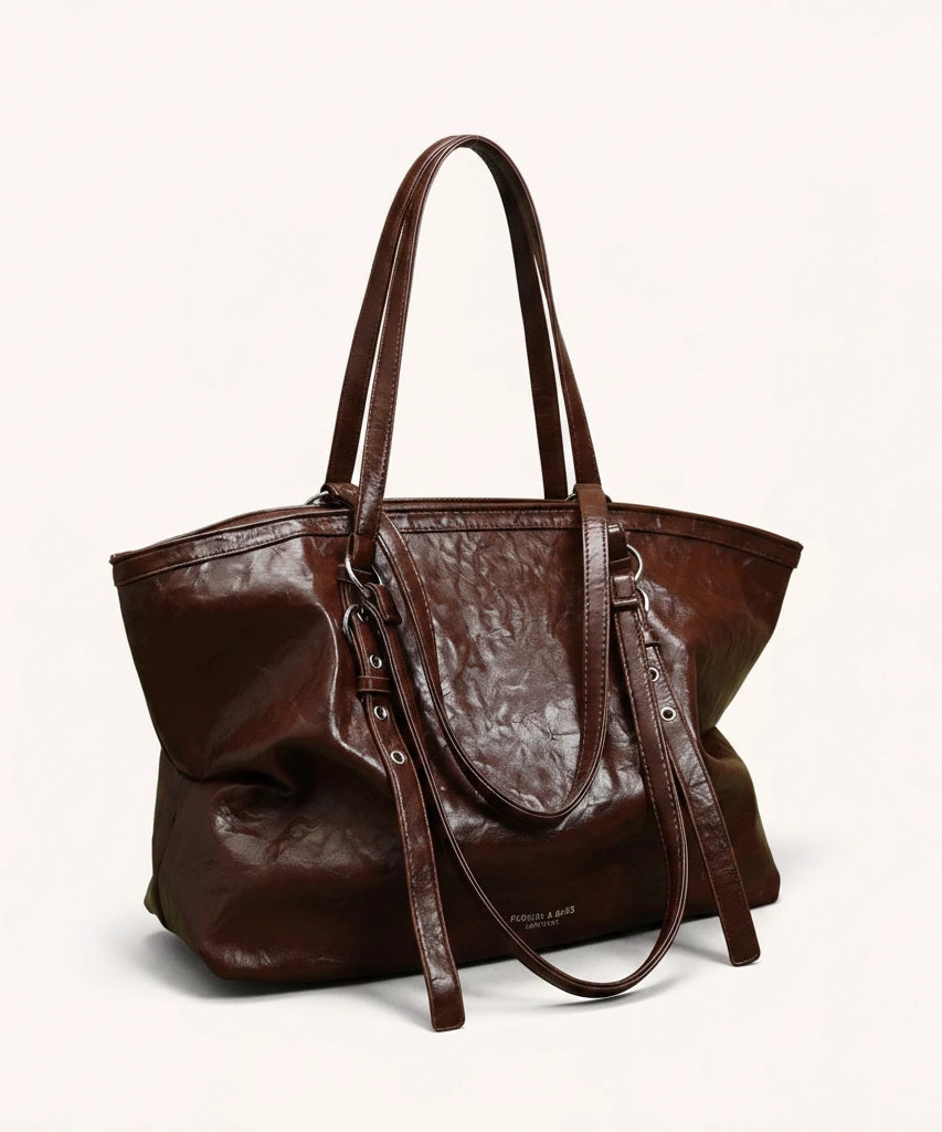 Chestnut Tote — Patent | Remove the bg with text of the products and replace the bg with image reference i give and keep the showdow of the products