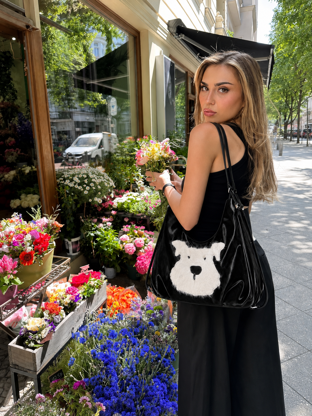 Borsa a spalla in vernice Terrier