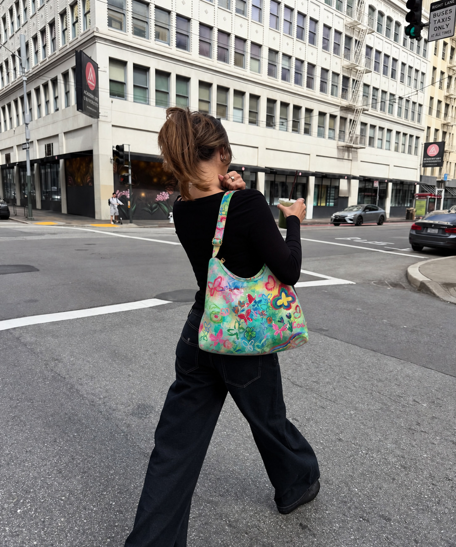 Colorful Butterfly Bloom Shoulder Bag