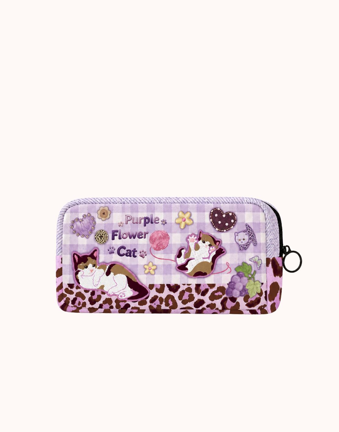 Rechteckiges Canvas-Federmäppchen „Purple Cat“
