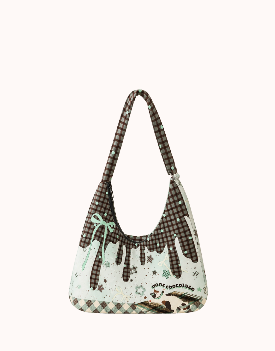 Borsa a tracolla in tela Calico Cat