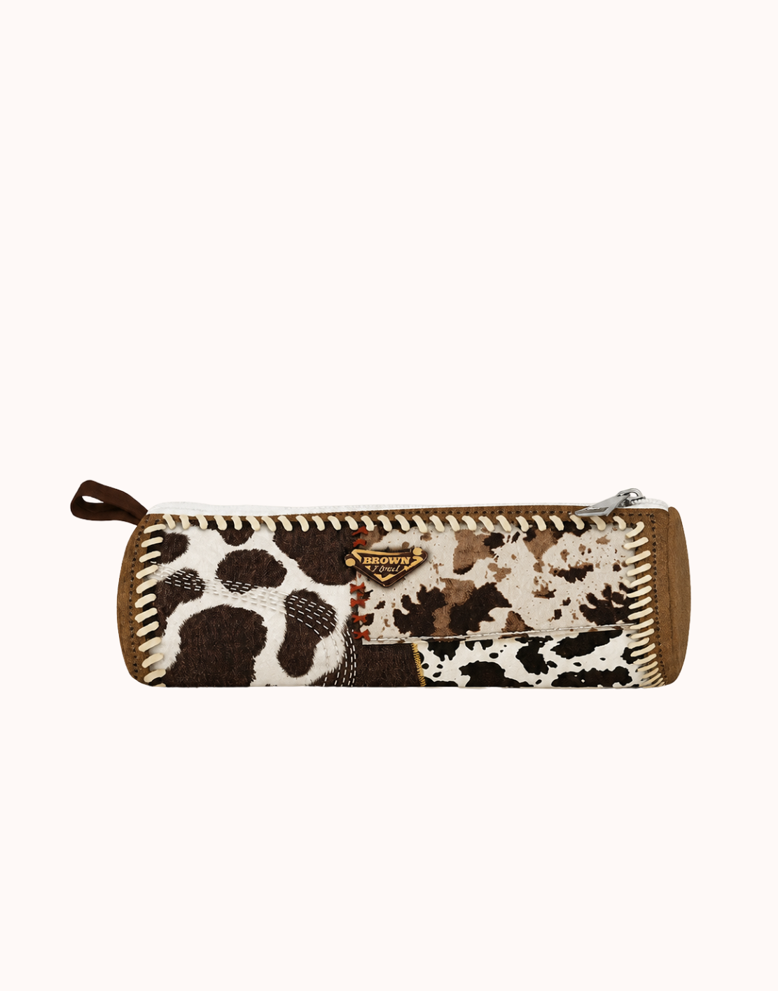 Astuccio rotondo in tela Cow Marble Cat