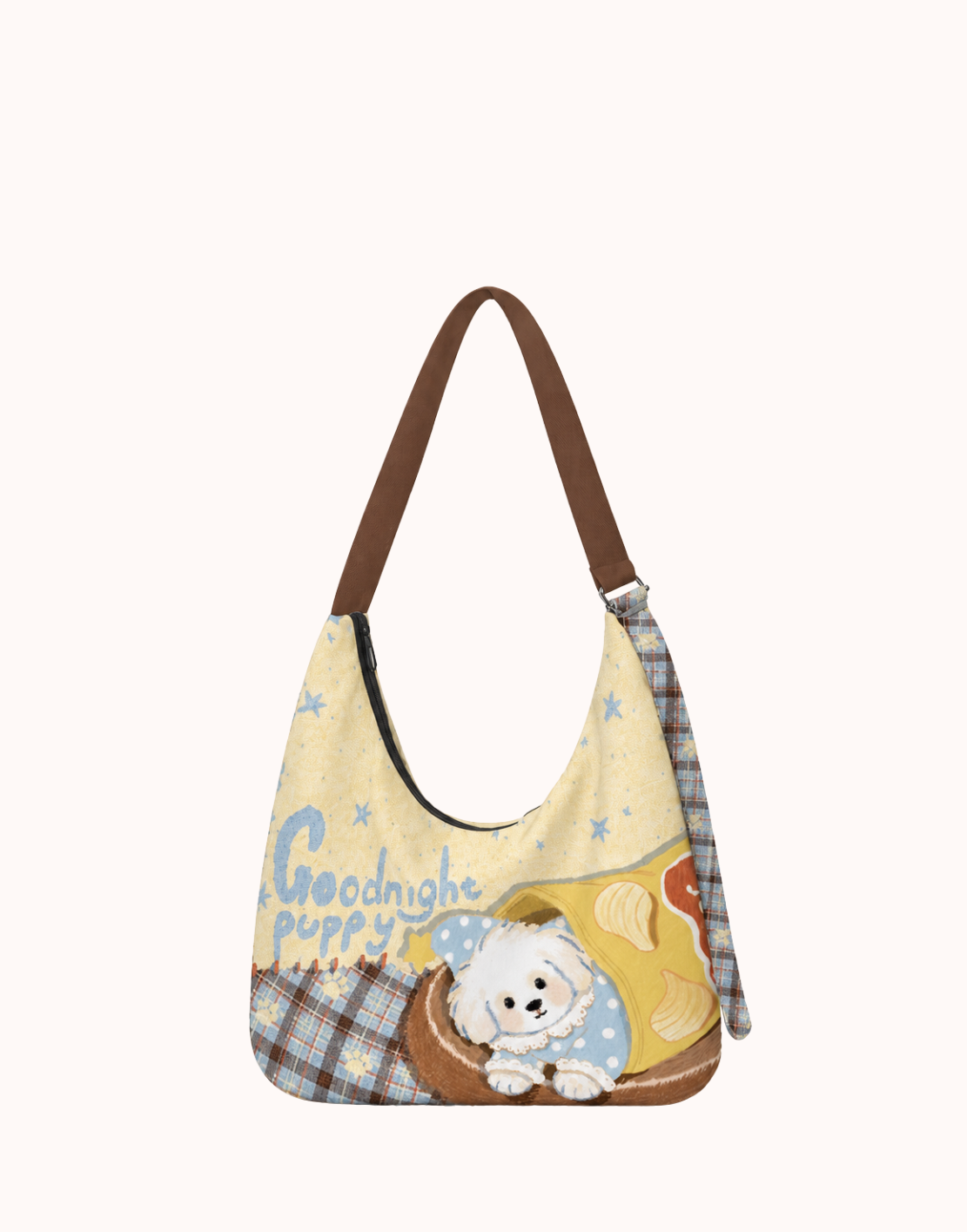 Borsa a tracolla in tela Goodnight Puppy