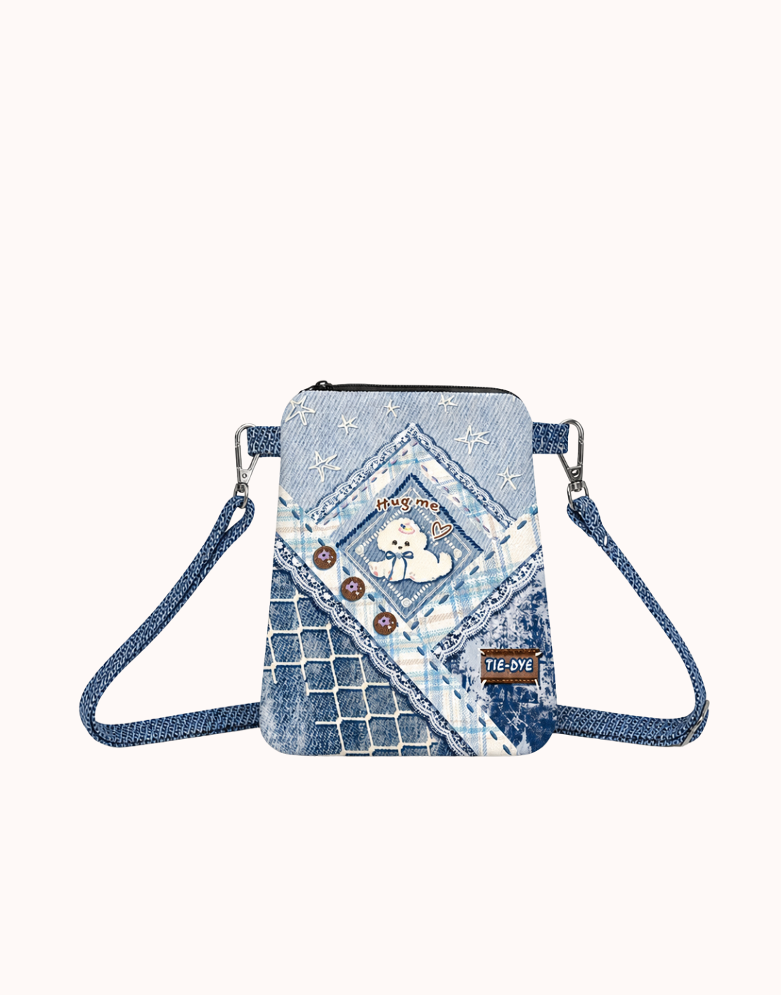 Borsa porta cellulare in tela Tie-Dye Puppy
