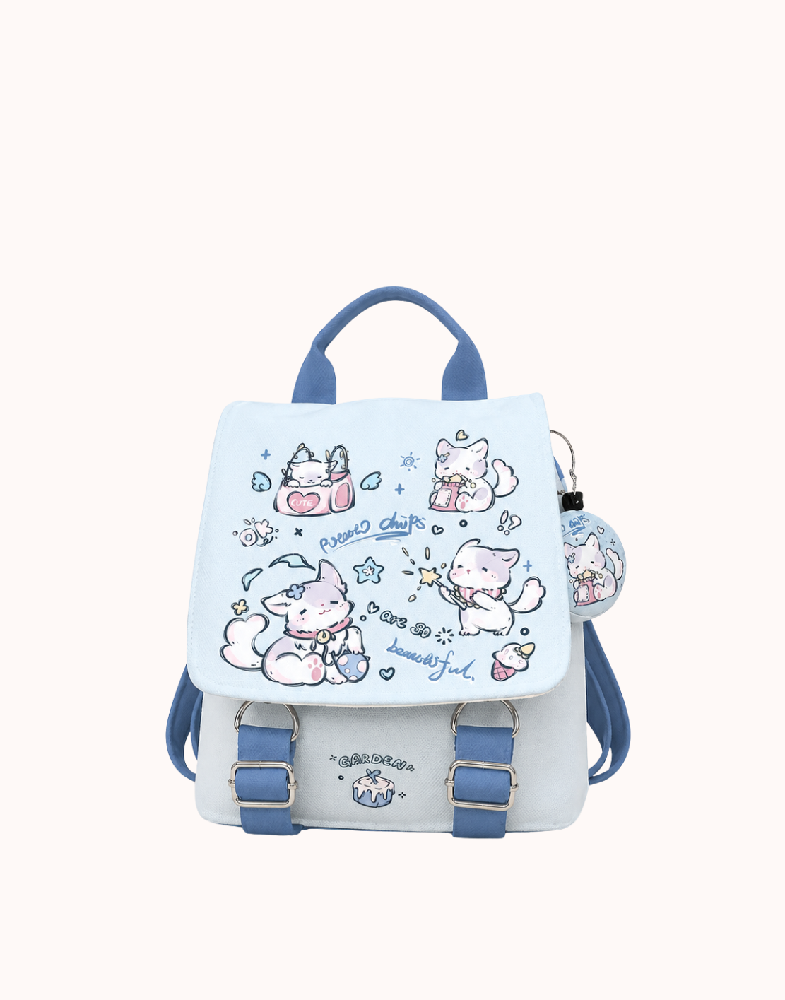 Zaino con patta in tela Gatto d'inverno
