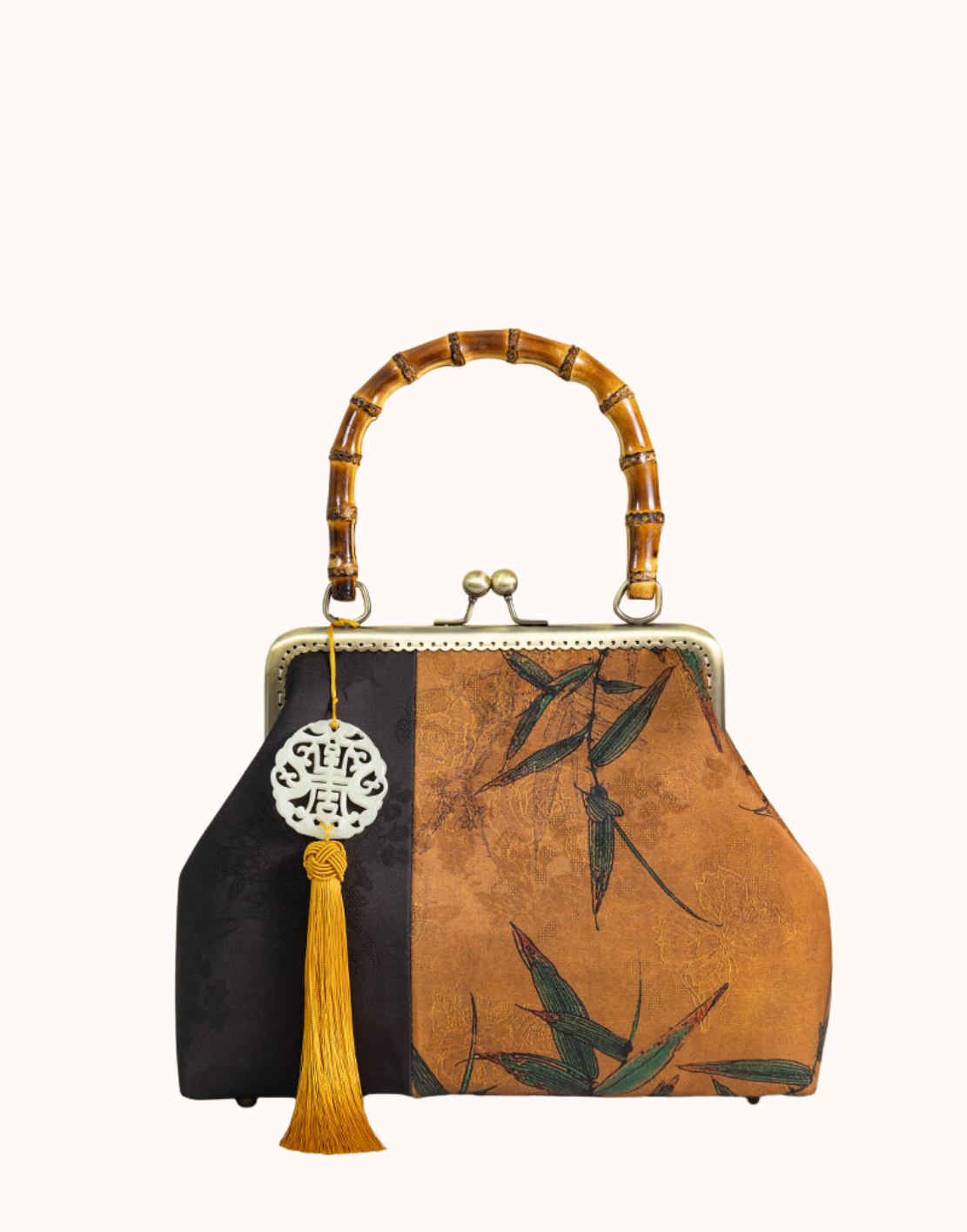 Persimmon Jacquard Top-Handle Bag