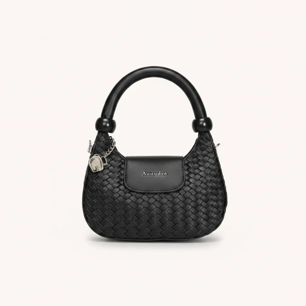 Lattice Top-Handle Bag — Woven | Remove the bg with text of the products and replace the bg with image reference i give and keep the showdow of the products