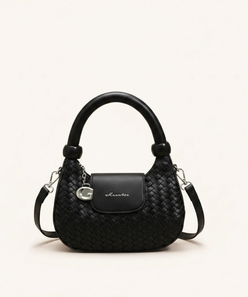 Lattice Top-Handle Bag — Woven | Remove the bg with text of the products and replace the bg with image reference i give and keep the showdow of the products