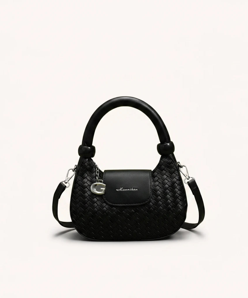 Lattice Top-Handle Bag — Woven | Remove the bg with text of the products and replace the bg with image reference i give and keep the showdow of the products