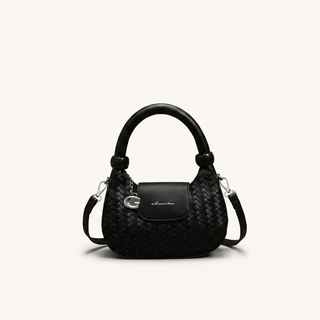 Lattice Top-Handle Bag — Woven | Remove the bg with text of the products and replace the bg with image reference i give and keep the showdow of the products