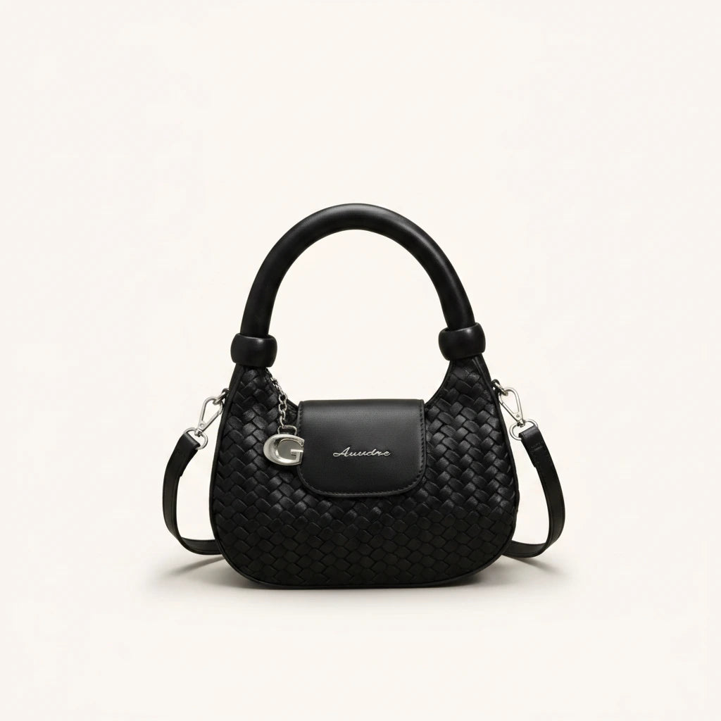 Lattice Top-Handle Bag — Woven | Remove the bg with text of the products and replace the bg with image reference i give and keep the showdow of the products