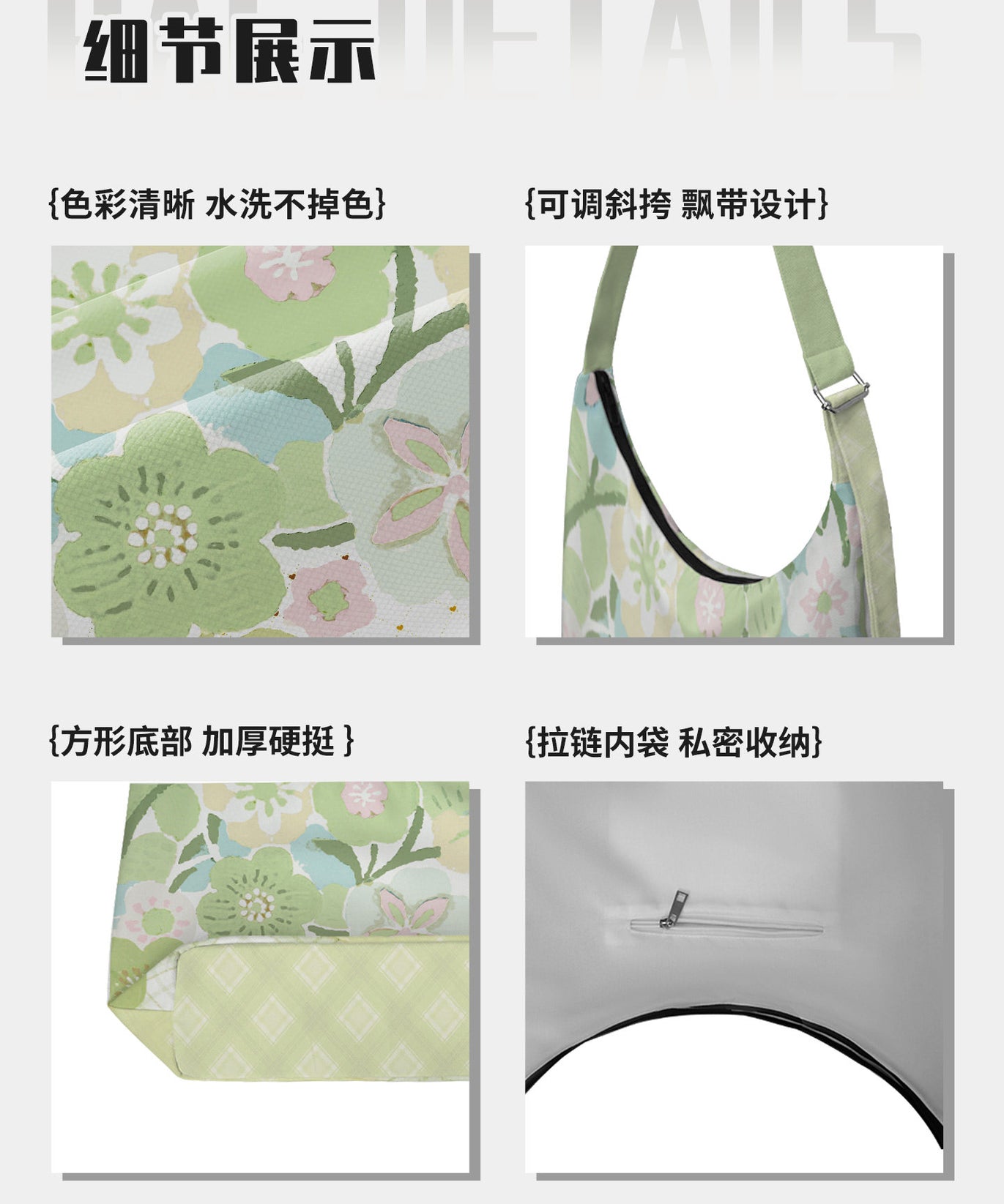 Lime Blossom Canvas Crossbody Bag