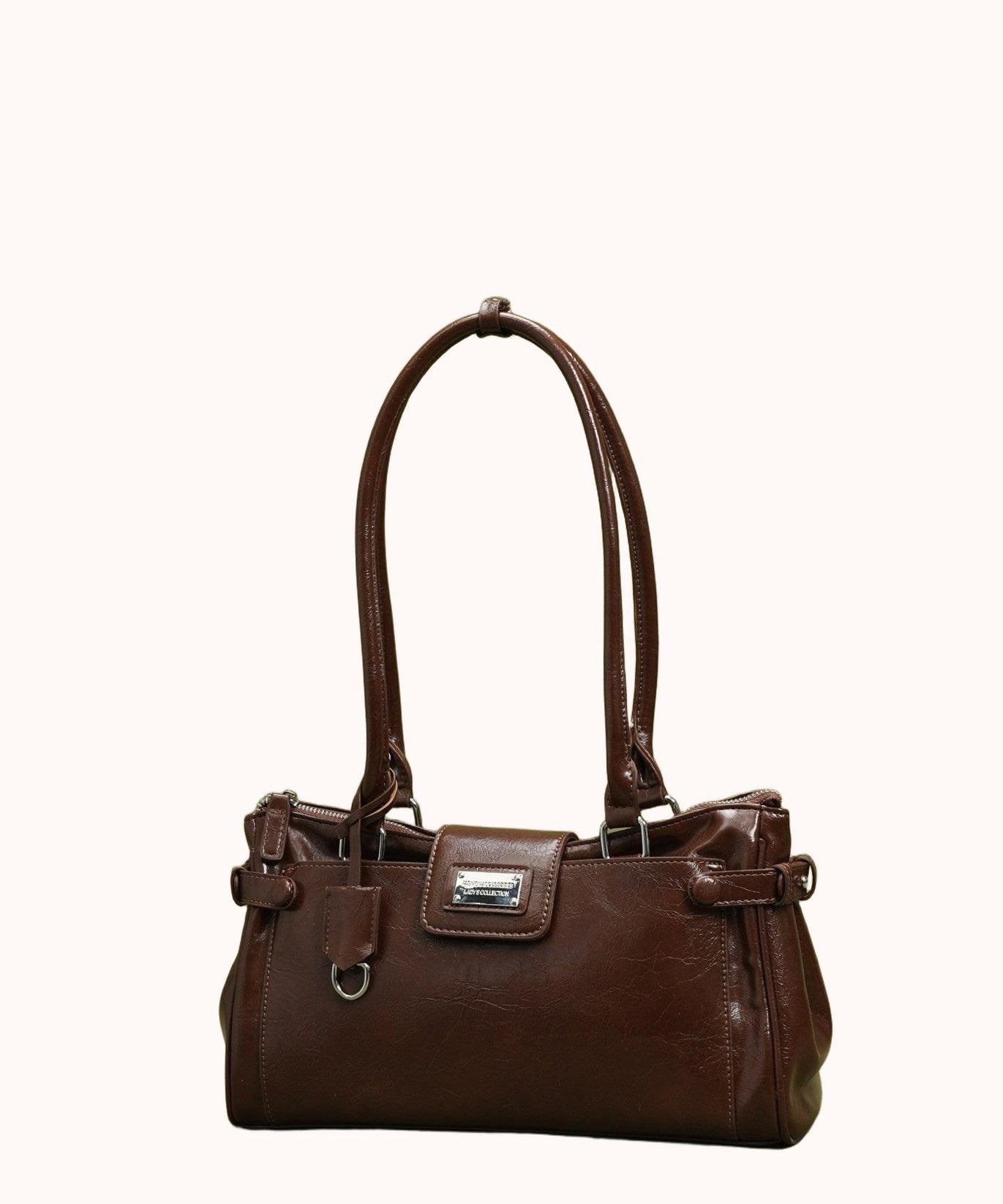 Cognac Patent Shoulder Bag