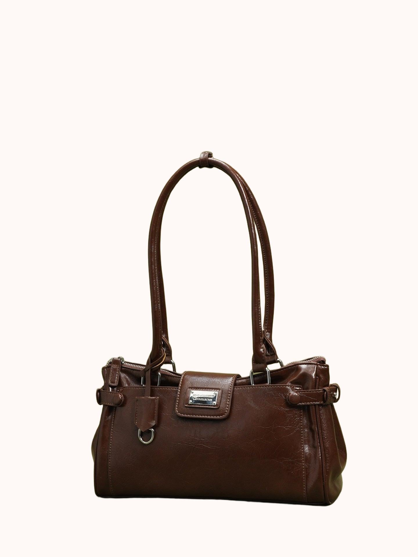 Cognac Patent Shoulder Bag