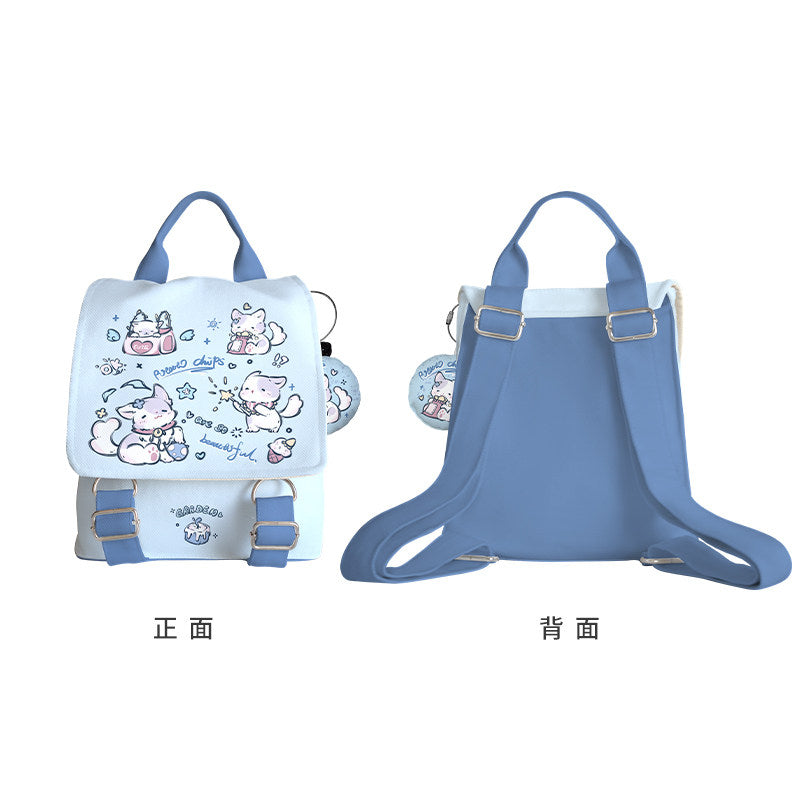 Winter Cat Canvas Flap Backpack