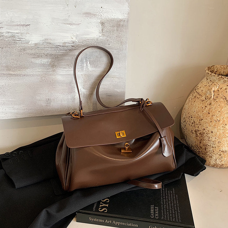 Audrey Vintage Turn-Lock Satchel Bag