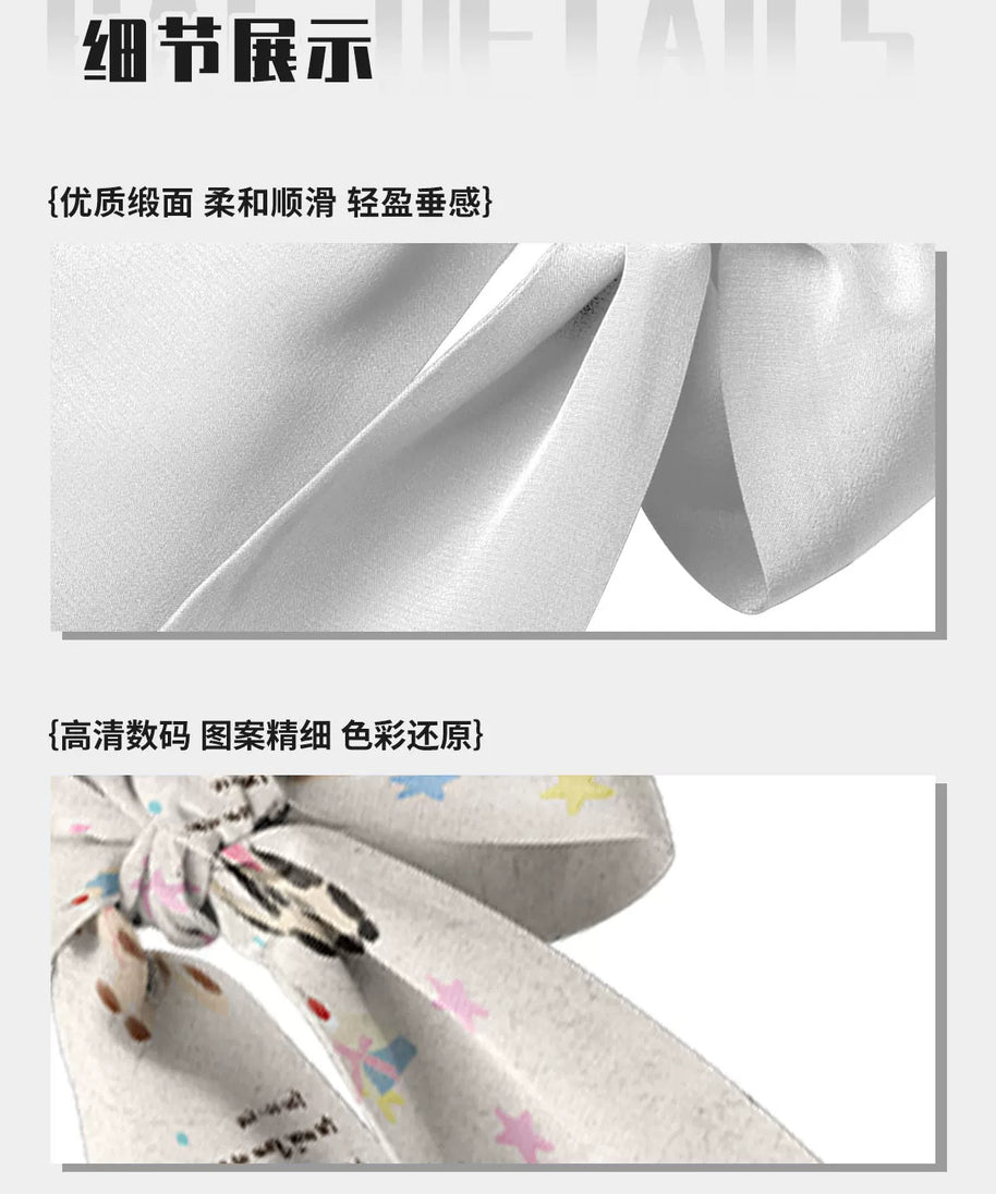 奥松联名peek高级感春夏白可爱系脖长条女士颈饰绑包气质发带丝巾