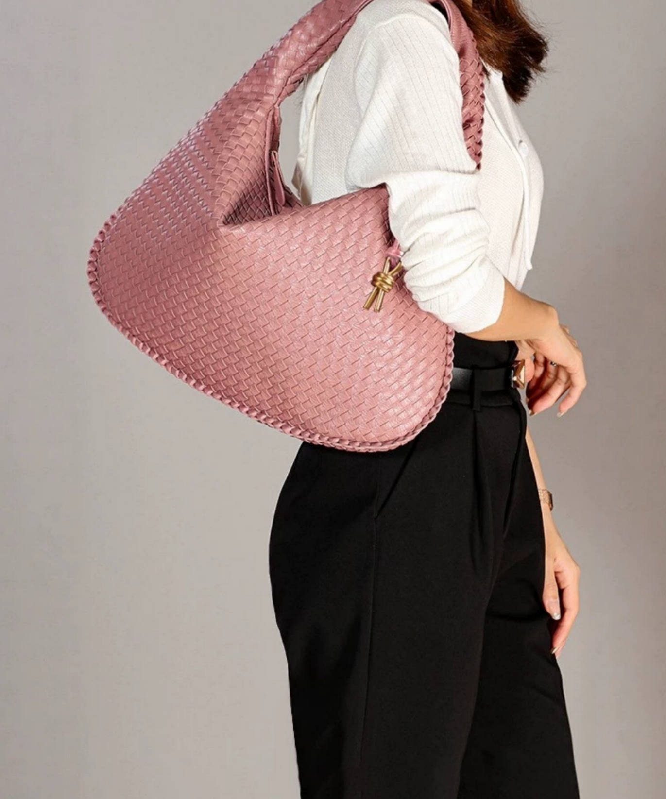 Sienna Woven Crescent Shoulder Bag