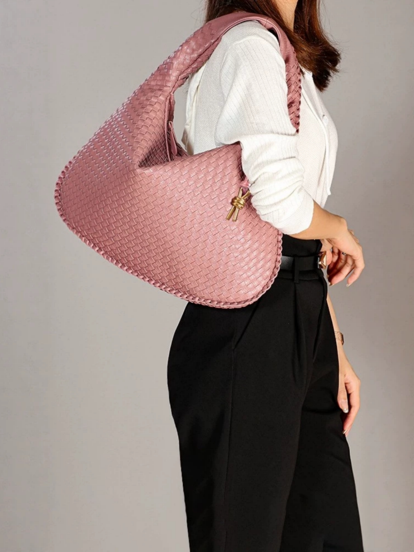 Sienna Woven Crescent Shoulder Bag