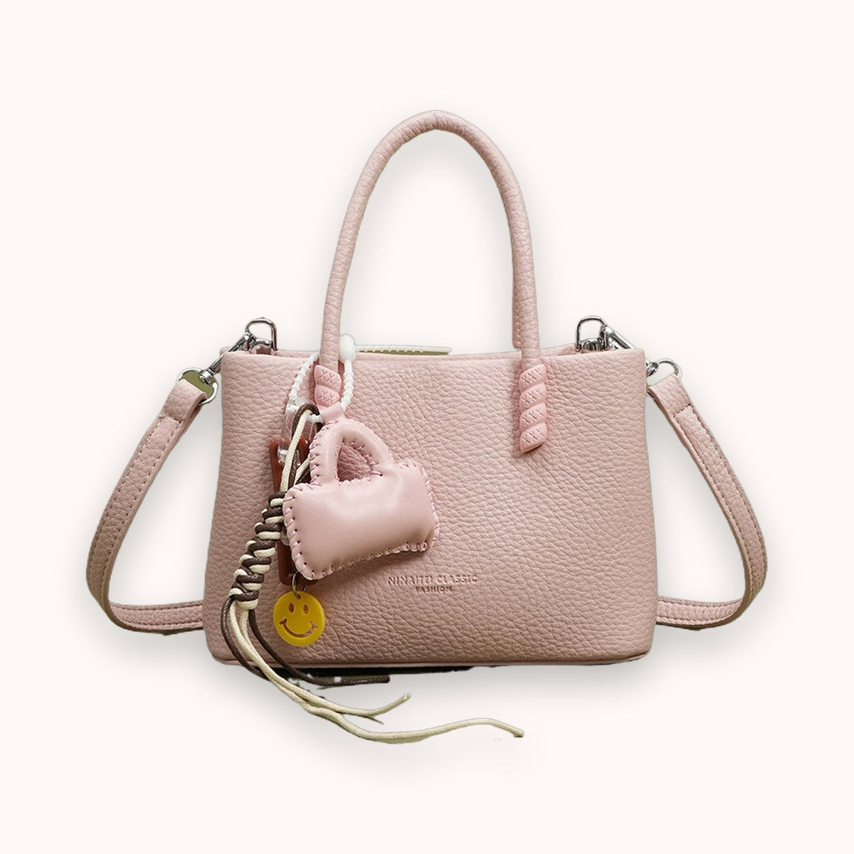 Minibolso tote de piel granulada Petal