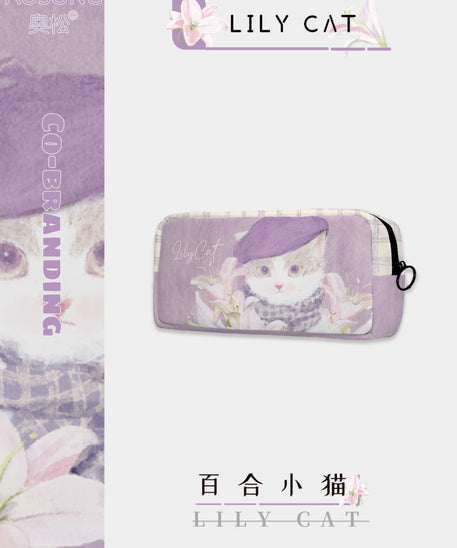 Lily Kitten Canvas Flat Pencil Case