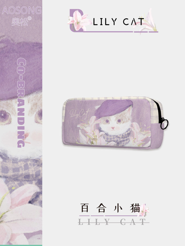 Lily Kitten Canvas Flat Pencil Case