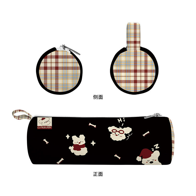 Sleepy Westie Canvas Round Pencil Case