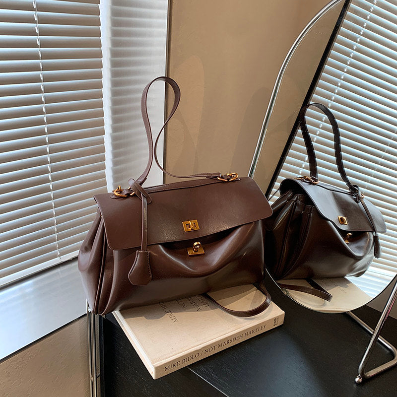 Audrey Vintage Turn-Lock Satchel Bag