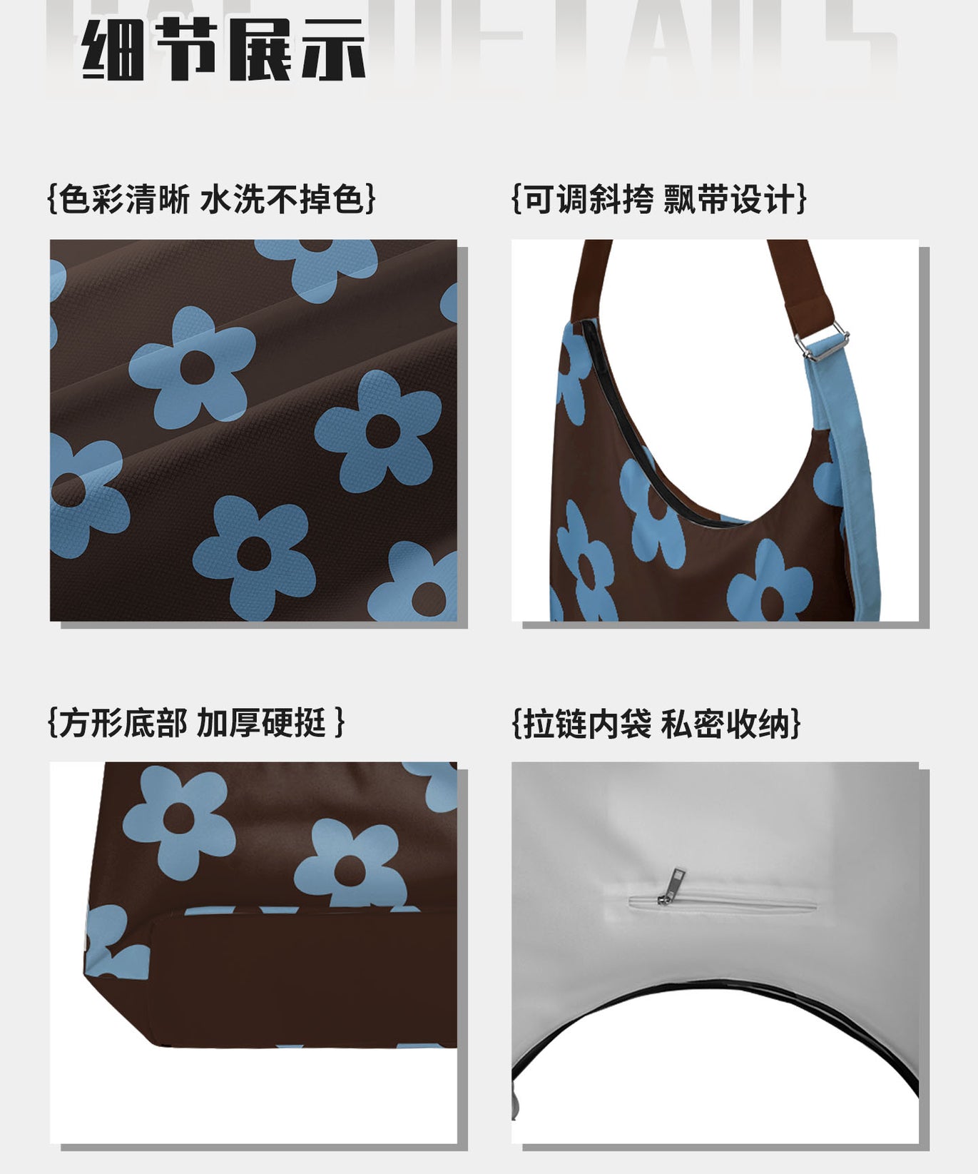 Blue Bloom Canvas Crossbody Bag